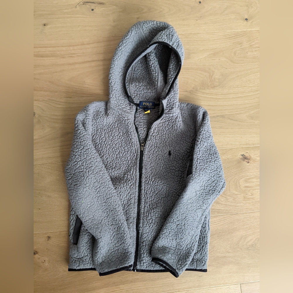 Polo by Ralph Lauren Kids Gray Sherpa Fleece Hoodie Jacket SZ S SIZE 8 KIDS